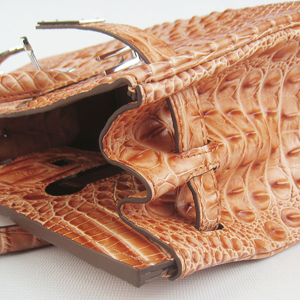 Replica Hermes Birkin 30CM Crocodile Head Veins Bag Orange 6088 On Sale